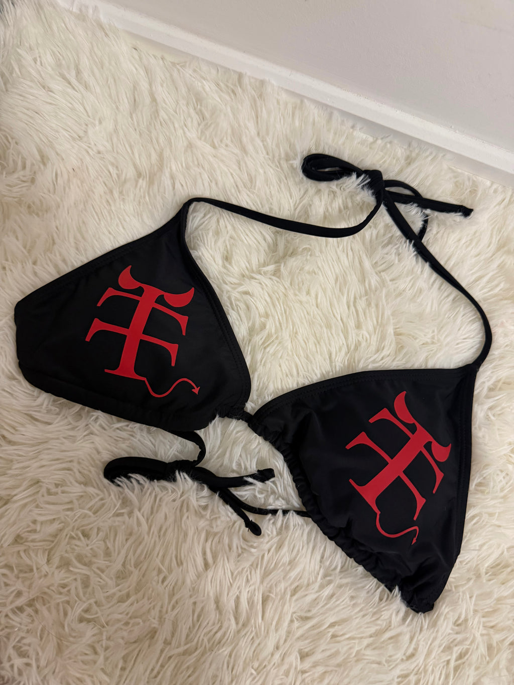 Cross devil or angel bikini top