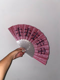 Pink glitter fan black cross